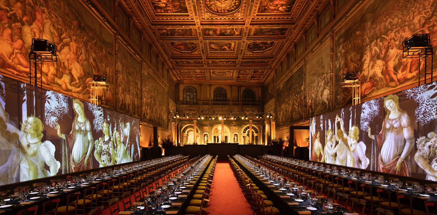 PalazziGas Events are staged in some  of the world’s most exclusive locations. Here, Palazzo Vecchio in Florence