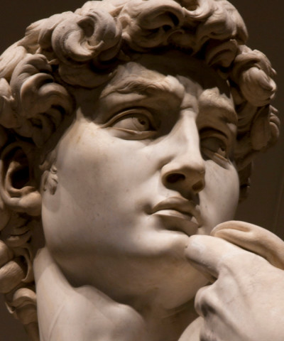 Il David è una scultura in marmo (altezza 520 cm compresa la base di 108 cm) di Michelangelo Buonarroti, datata tra il 1501 e il 1504. Museo della Galleria dell'Accademia di Firenze (ph. Dario Garofalo)